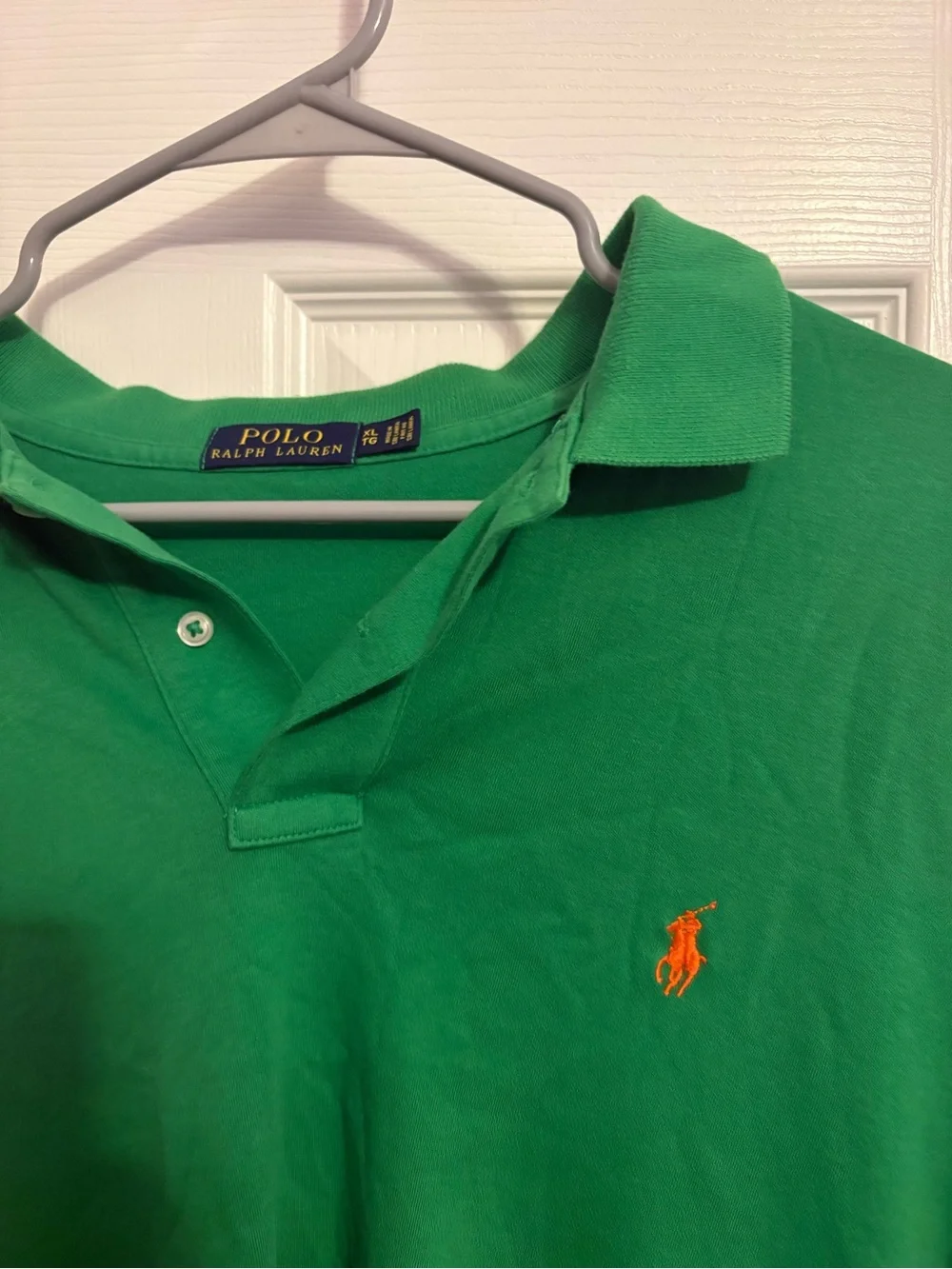 Ralph Lauren Green Polo with Orange Pony Logo